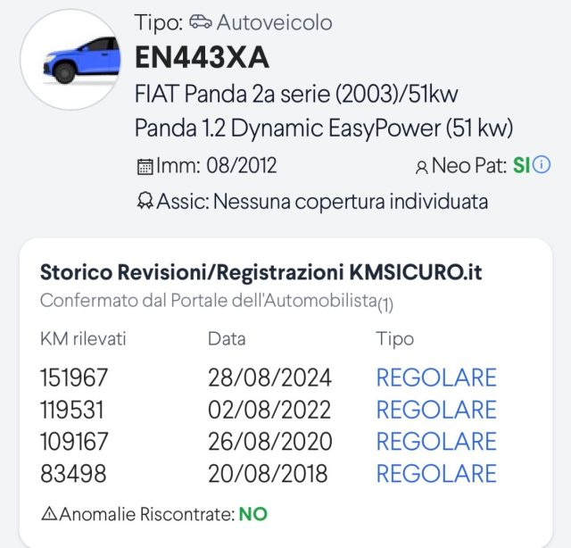 Fiat Panda 1.2 Dynamic EasyPower usato a VALDERICE