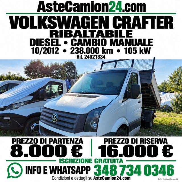 Volkswagen Crafter RIBALTABILE astecamion24.com, del 2012, 238.000 km, in vendita a Novedrate (CO)
