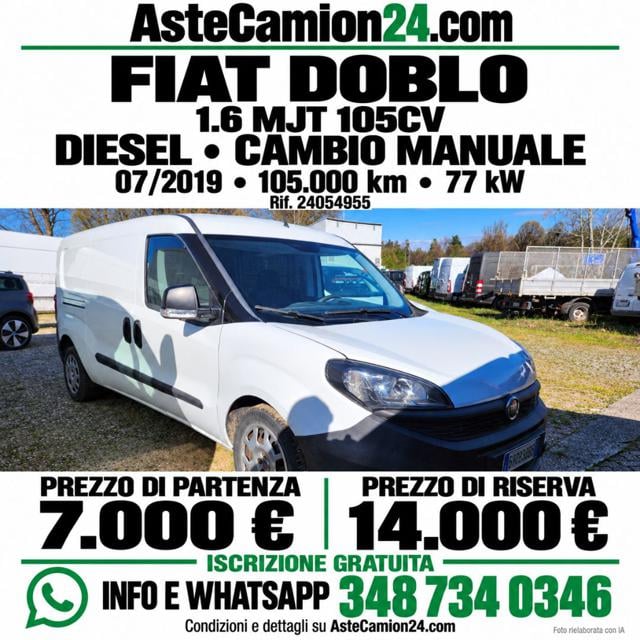 Fiat Doblo Asta libera astecamion24.com, del 2019, 105.000 km, in vendita a Novedrate (CO)