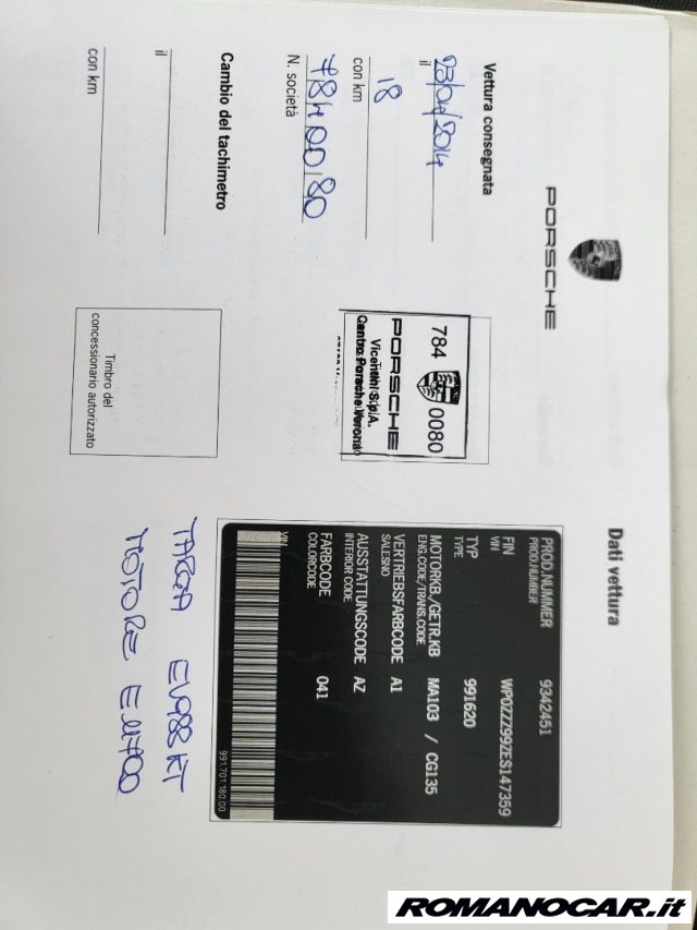 Porsche 911 3.8 Carrera 4S Cabriolet Pack 50year iva deducibil usato a FOGGIA