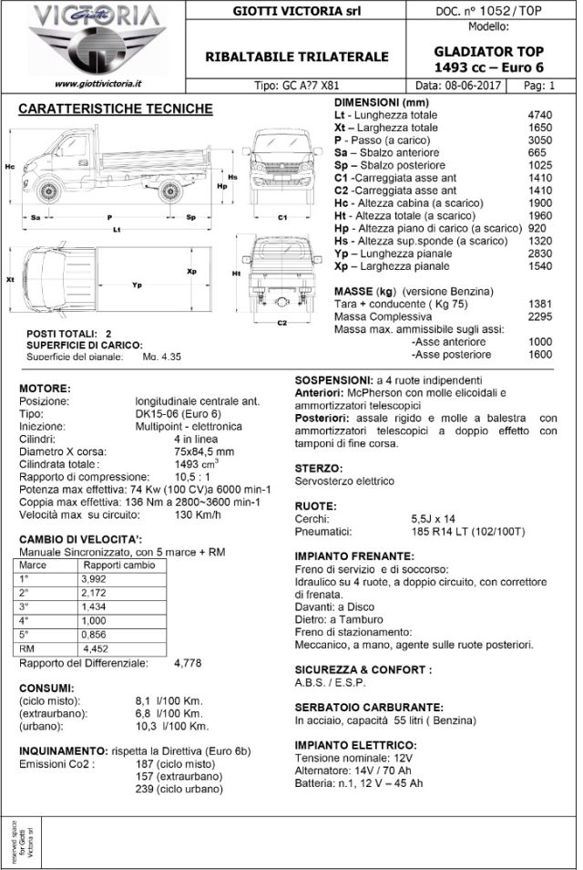 Giotti Victoria Gladiator TOP 1.5 Ribalta 3 LATI DISPLAY GARAN 5 ANNI - foto 2 di 4
