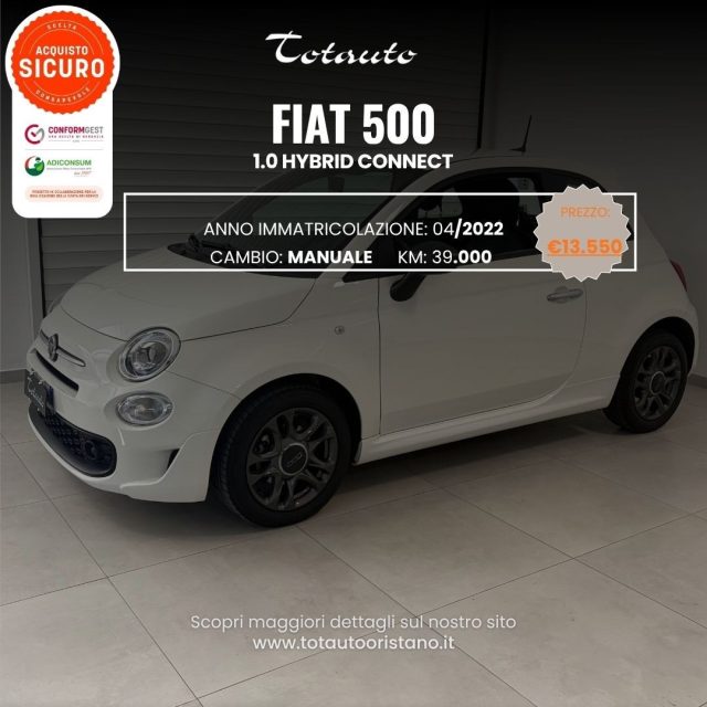 Fiat 500 1.0 Hybrid Connect usato a GHILARZA