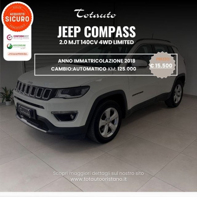 Jeep Compass 2.0 Multijet II 4WD Limited, del 2018, 125.000 km, in vendita a Ghilarza (OR)