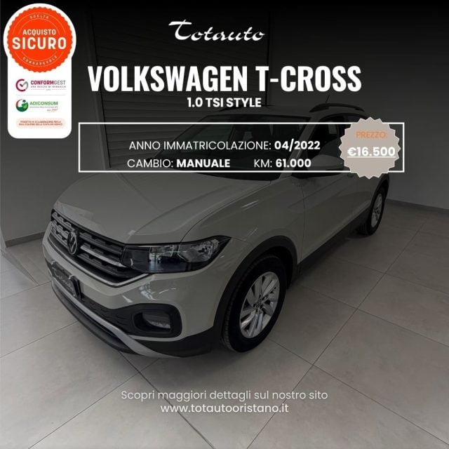 Volkswagen T-Cross 1.0 TSI Style BMT, del 2022, 61.375 km, in vendita a Ghilarza (OR)