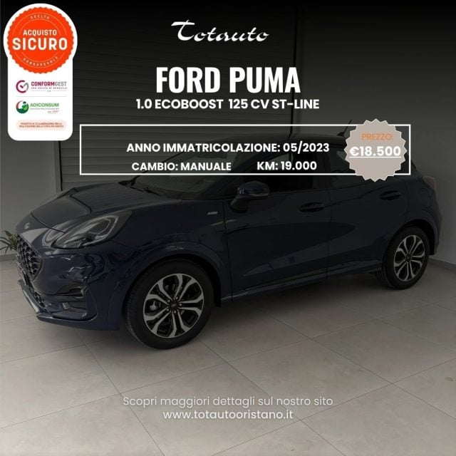 Ford Puma 1.0 EcoBoost Hybrid 125 CV S&S ST-Line, del 2023, 19.219 km, in vendita a Ghilarza (OR)