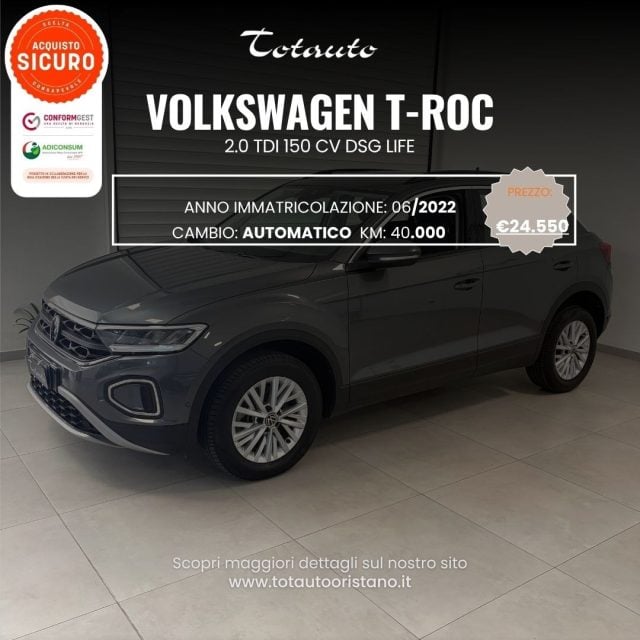 Volkswagen T-Roc 2.0 TDI SCR 150 CV DSG Life, del 2022, 40.545 km, in vendita a Ghilarza (OR)