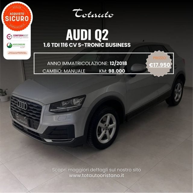 Audi Q2 1.6 TDI S tronic Business, del 2018, 98.778 km, in vendita a Ghilarza (OR)