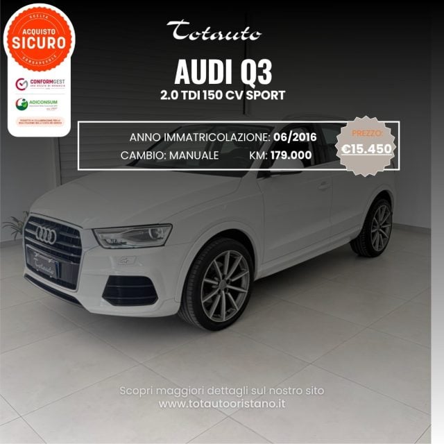 Audi Q3 2.0 TDI 150 CV Sport, del 2016, 179.000 km, in vendita a Ghilarza (OR)