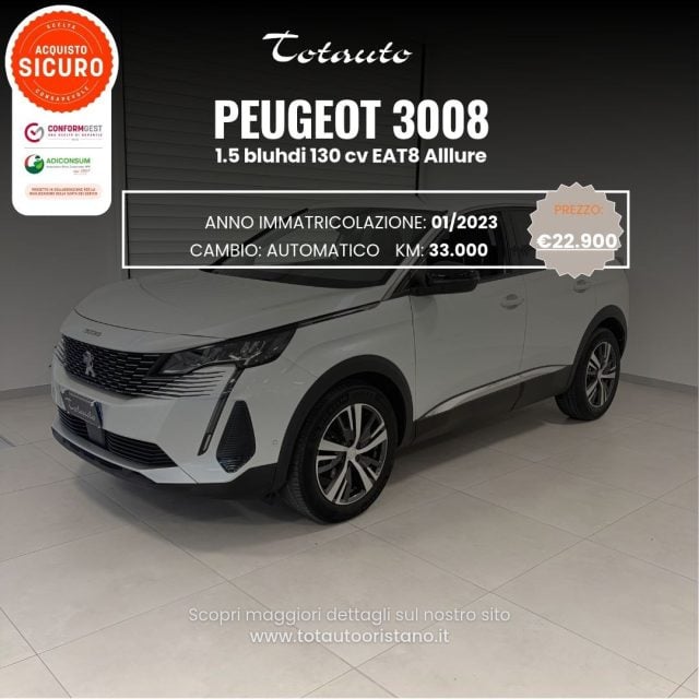 Peugeot 3008 BlueHDi 130 S&S EAT8 Allure Pack, del 2023, 33.152 km, in vendita a Ghilarza (OR)