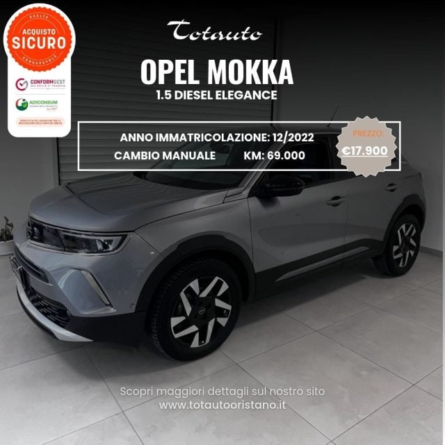 Opel Mokka 1.5 diesel Elegance, del 2021, 69.000 km, in vendita a Ghilarza (OR)