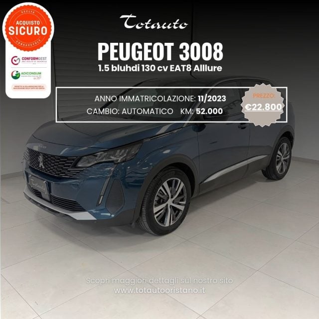 Peugeot 3008 BlueHDi 130 S&S EAT8 Allure Pack, del 2023, 52.356 km, in vendita a Ghilarza (OR)