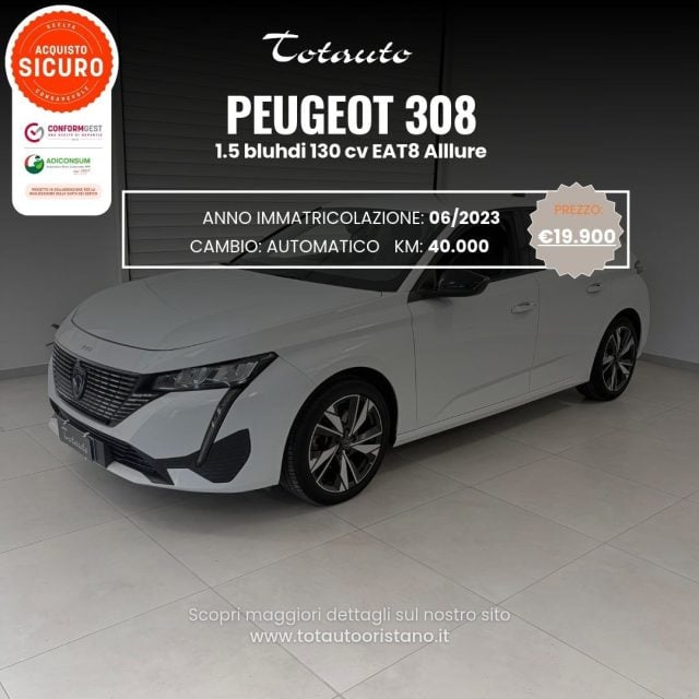 Peugeot 308 BlueHDi 130 S&S EAT8 Allure, del 2023, 40.805 km, in vendita a Ghilarza (OR)