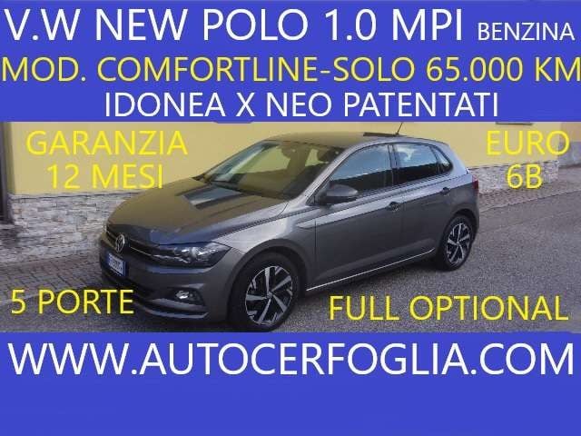 Volkswagen Polo VI 5p 1.0 mpi Comfortline 75cv-km 65.000 !!!!, del 2018, 65.328 km, in vendita a Samolaco (SO)