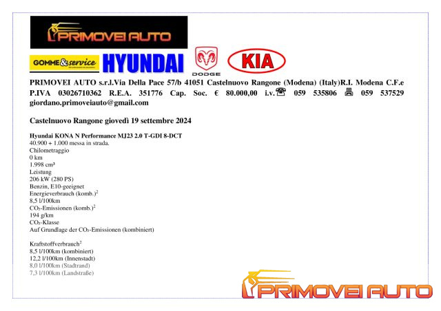 Hyundai KONA 2.0 T-GDI DCT N Performance, del 2023, in vendita a Castelnuovo Rangone (MO)