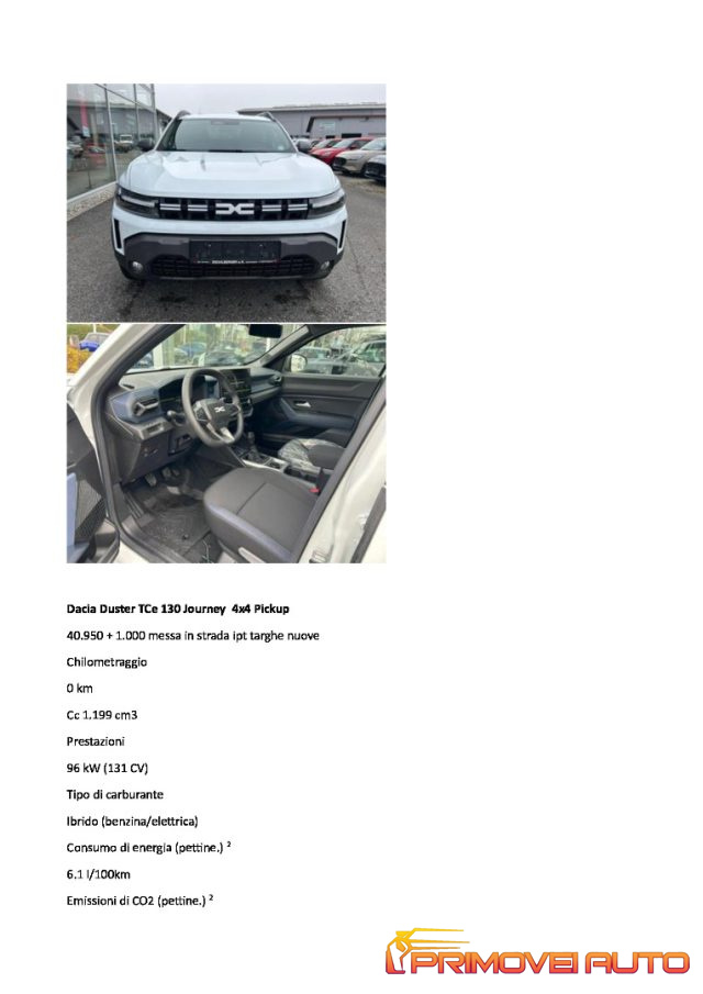 Dacia Duster Tce 130 CV MHEV 4x4 Pick up Journey - foto 3 di 4