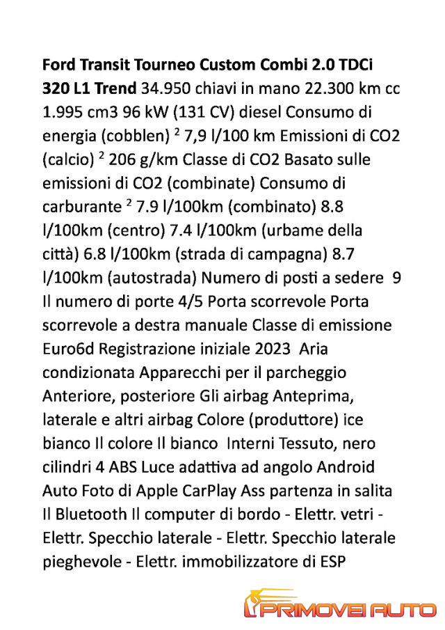 Ford Transit 320 2.0TDCi EcoBlue 130CV PM-TM Combi Trend - foto 4 di 4